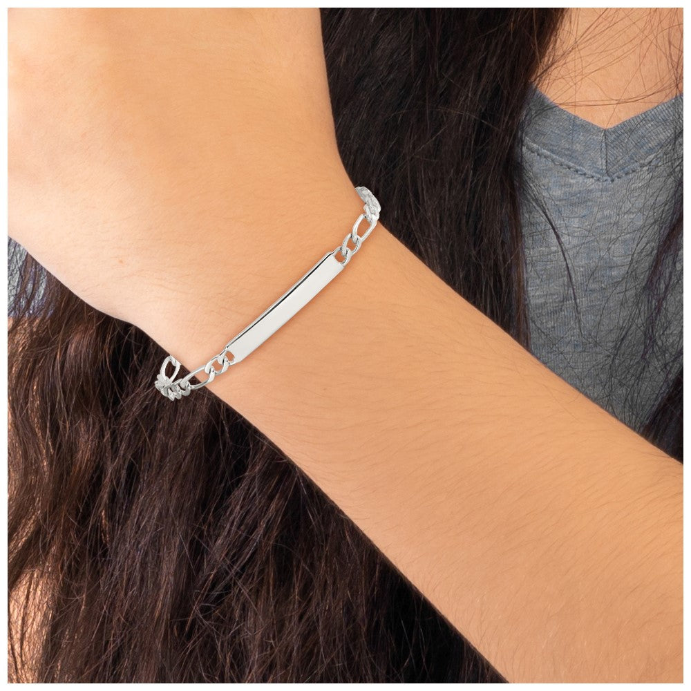 Sterling Silver Engraveable 7 in. Figaro Link ID Bracelet