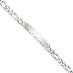 Sterling Silver 7inch Engraveable Figaro Link ID Bracelet