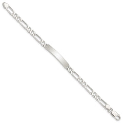 Sterling Silver 8inch Polished Engraveable Figaro Link ID Bracelet - 3