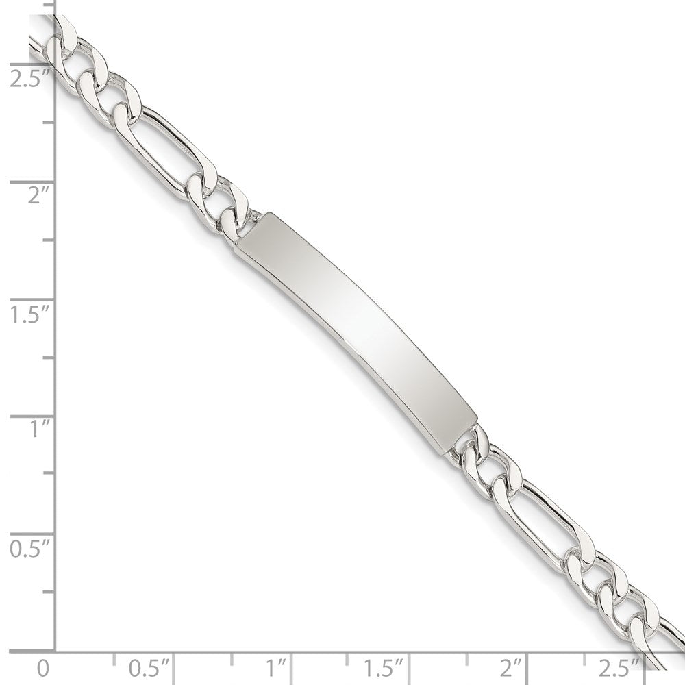 Sterling Silver 8inch Polished Engraveable Figaro Link ID Bracelet - 3