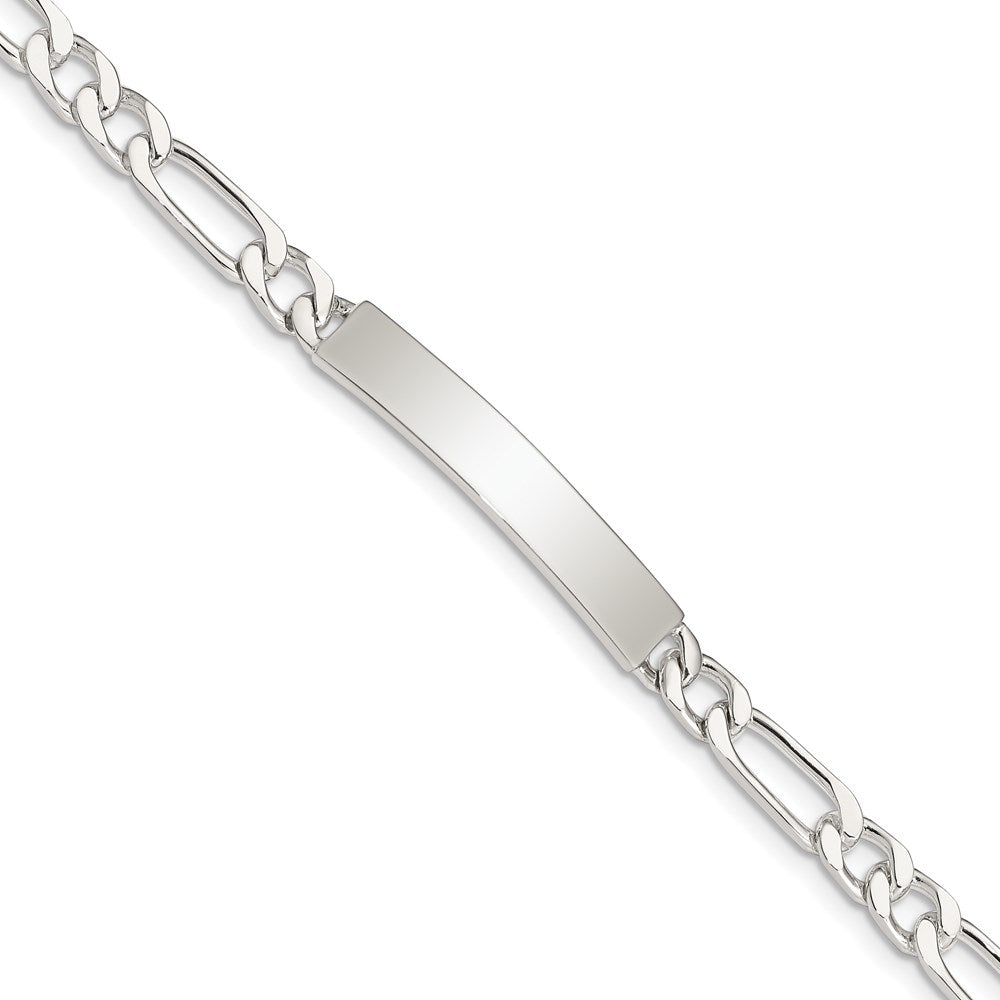Sterling Silver 8inch Polished Engraveable Figaro Link ID Bracelet - 3