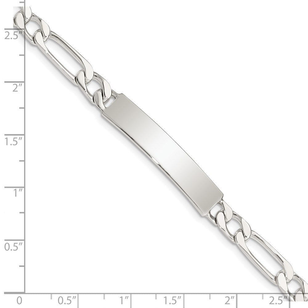 Sterling Silver 7inch Polished Engraveable Figaro Link ID Bracelet - 2