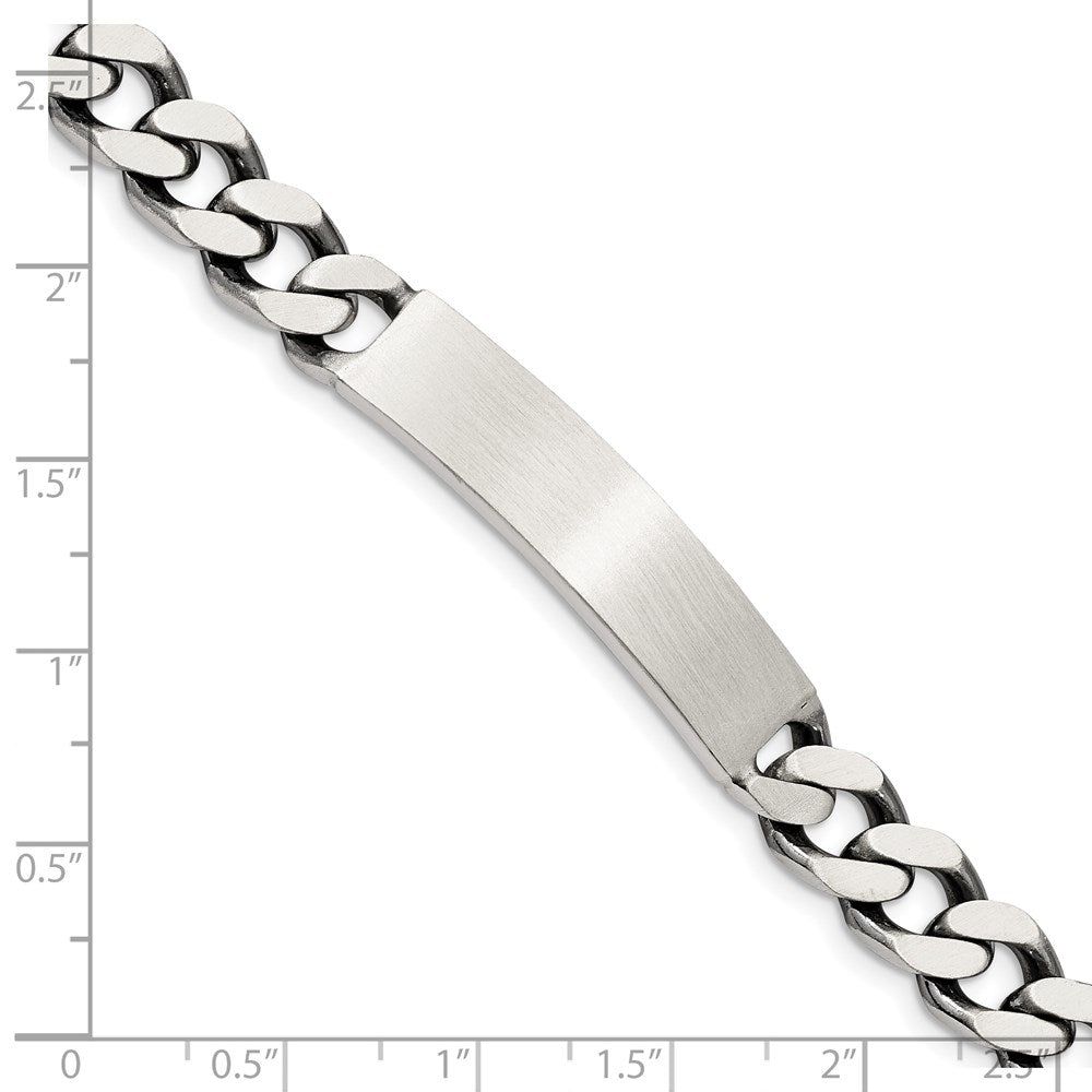 Sterling Silver 8inch Engraveable Antiqued Curb Link ID Bracelet - 2