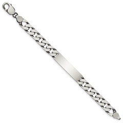 Sterling Silver 8.5inch Engraveable Antiqued Curb Link ID Bracelet