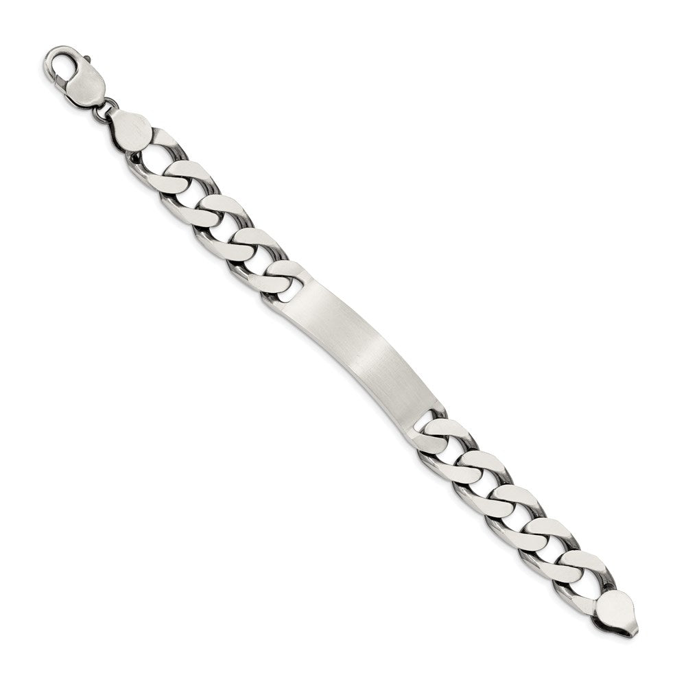 Sterling Silver 7.5inch Engraveable Antiqued Curb Link ID Bracelet - 2