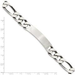 Sterling Silver 8.5inch Engraveable Antiqued Figaro Link ID Bracelet - 2