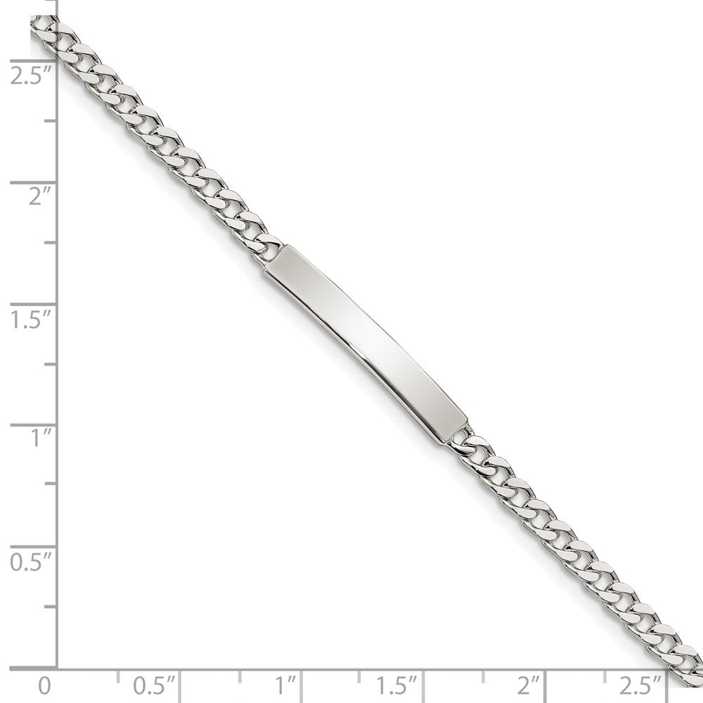 Sterling Silver Polished Engraveable Curb Link ID Bracelet - 8