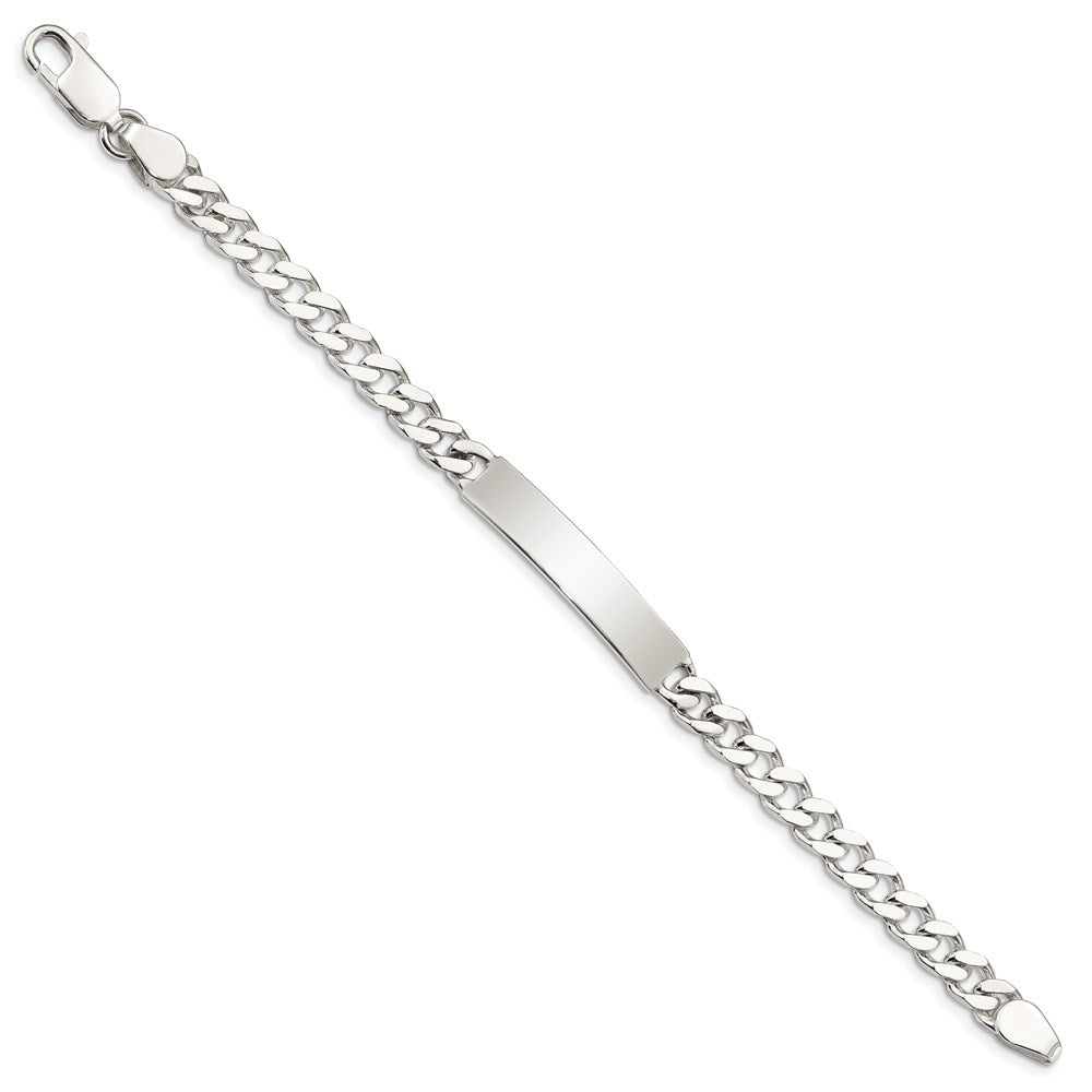 Sterling Silver 8inch Polished Engraveable Curb Link ID Bracelet - 5