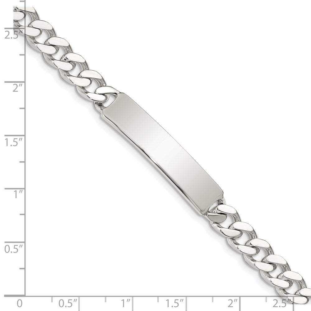 Sterling Silver Polished Engraveable Curb Link ID Bracelet - 7