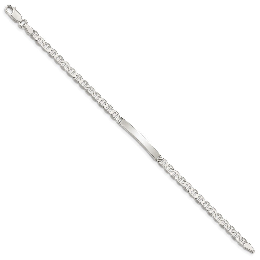 Sterling Silver Polished Engraveable Anchor Link ID Bracelet - 4