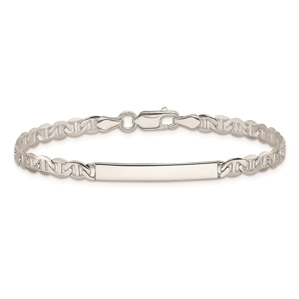 Sterling Silver Polished Engraveable Anchor Link ID Bracelet - 4