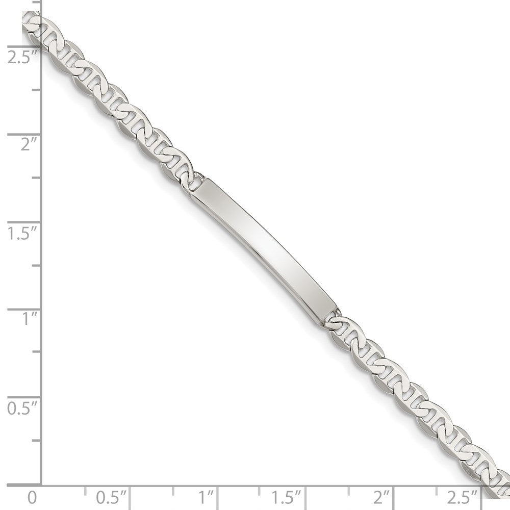 Sterling Silver Polished Engraveable Anchor Link ID Bracelet - 4