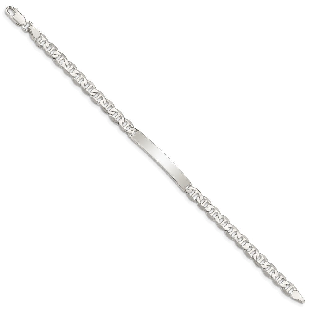 Sterling Silver 8inch Polished Engraveable Anchor Link ID Bracelet - 4