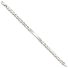 Sterling Silver 8inch Polished Engraveable Anchor Link ID Bracelet - 4