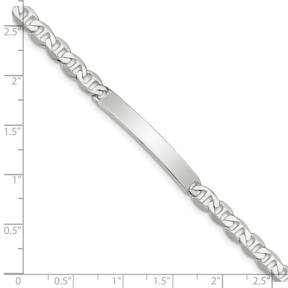 Sterling Silver 8inch Polished Engraveable Anchor Link ID Bracelet - 4