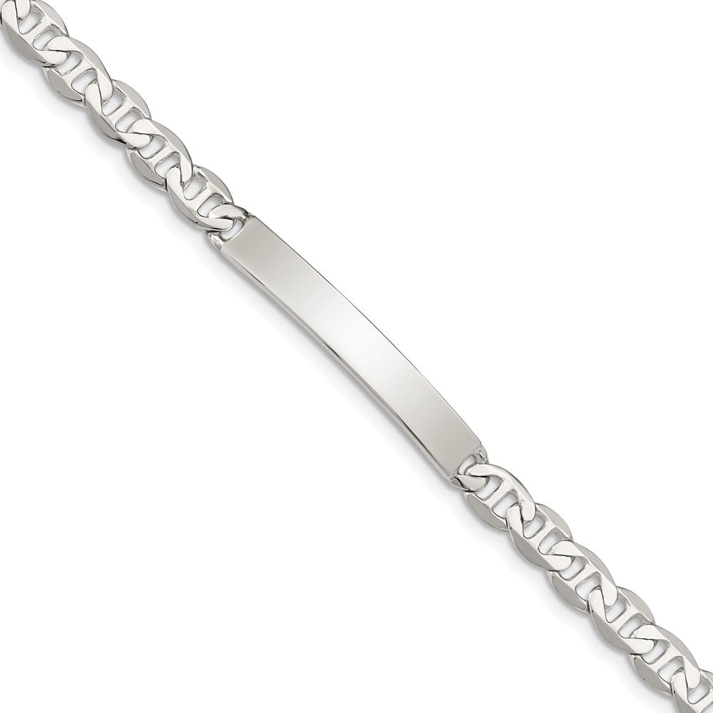 Sterling Silver 8inch Polished Engraveable Anchor Link ID Bracelet - 4