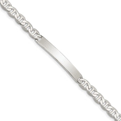 Sterling Silver 8inch Polished Engraveable Anchor Link ID Bracelet - 4
