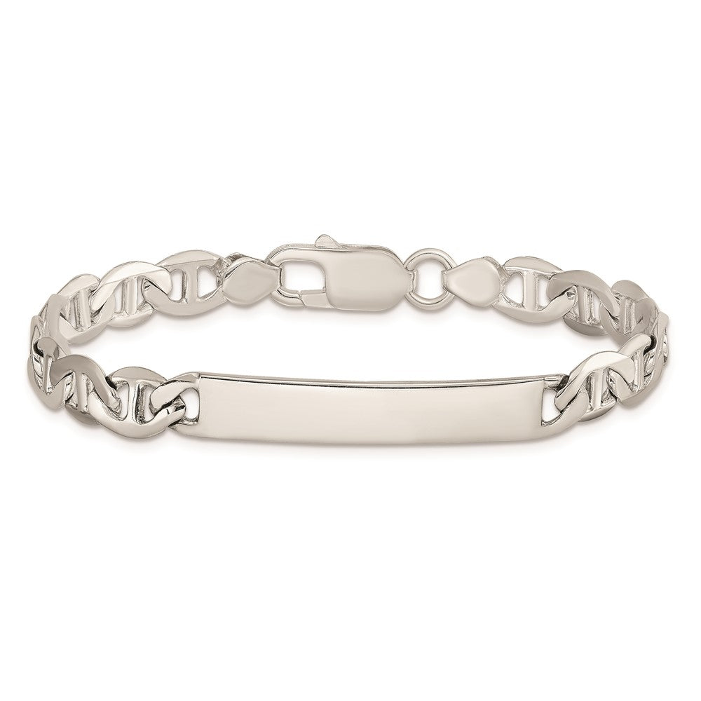 Sterling Silver Polished Engraveable Anchor Link ID Bracelet - 5
