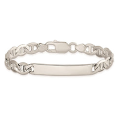 Sterling Silver Polished Engraveable Anchor Link ID Bracelet - 5