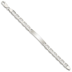 Sterling Silver 8inch Polished Engraveable Anchor Link ID Bracelet - 5