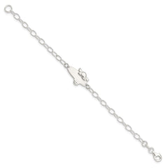Sterling Silver Polished Angel Baby Engraveable ID Bracelet