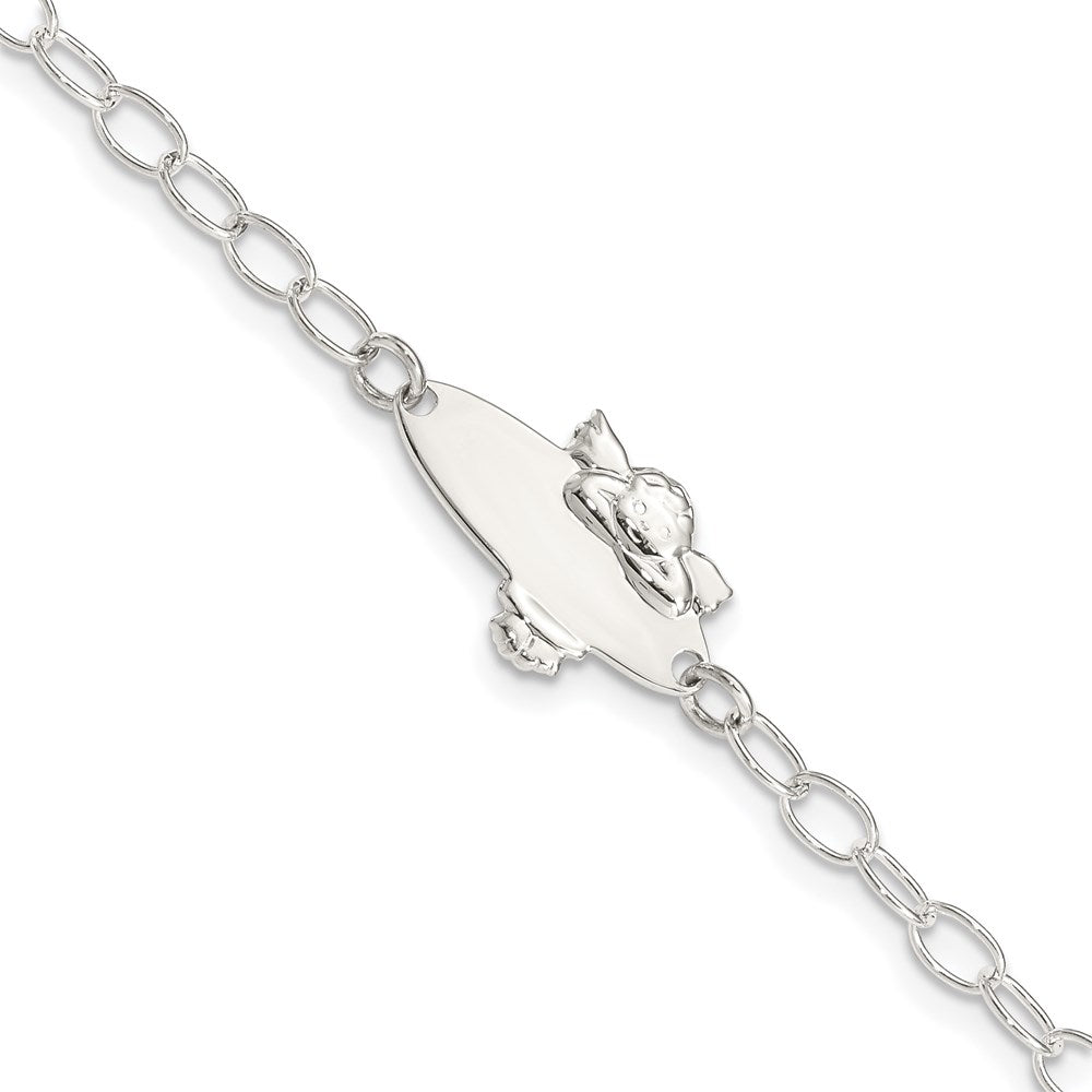 Sterling Silver Polished Angel Baby Engraveable ID Bracelet - 2