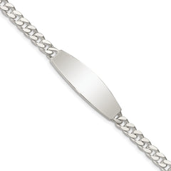 Sterling Silver Curb Link ID Bracelet - 21