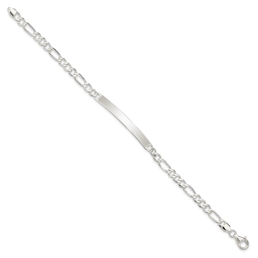 Sterling Silver Figaro Link ID Bracelet - 11