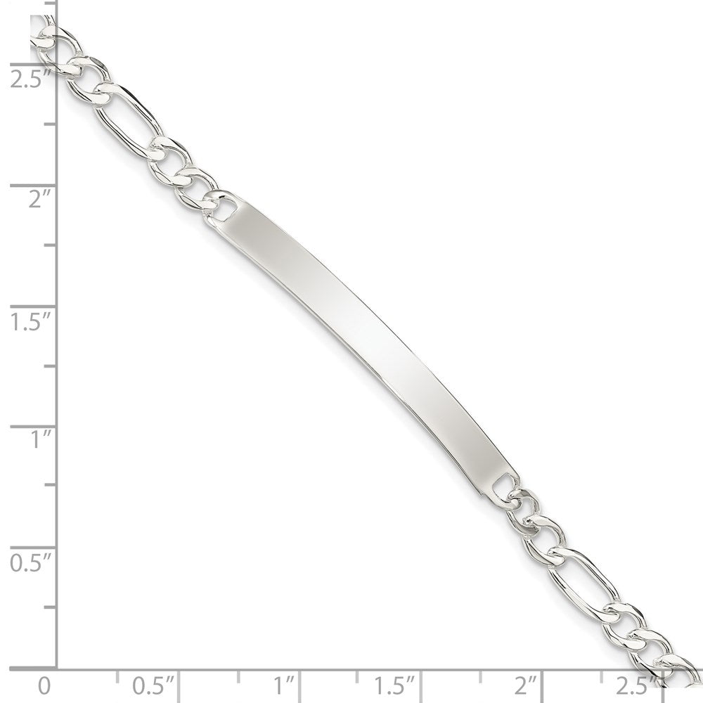 Sterling Silver Figaro Link ID Bracelet - 11