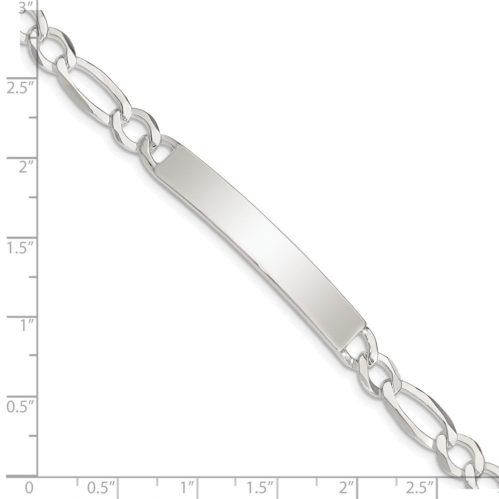 Sterling Silver Figaro Link ID Bracelet - 6