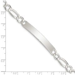 Sterling Silver Figaro Link ID Bracelet - 6