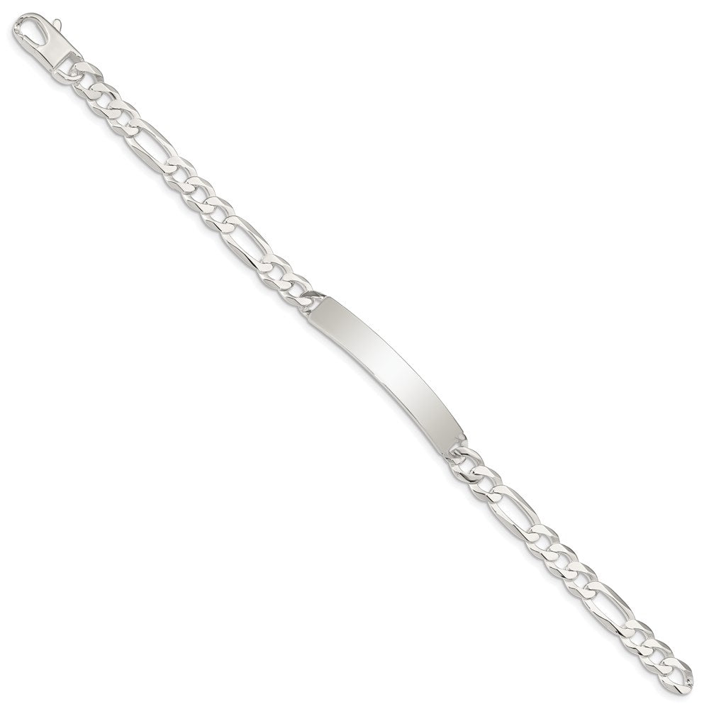Sterling Silver Figaro Link ID Bracelet - 15