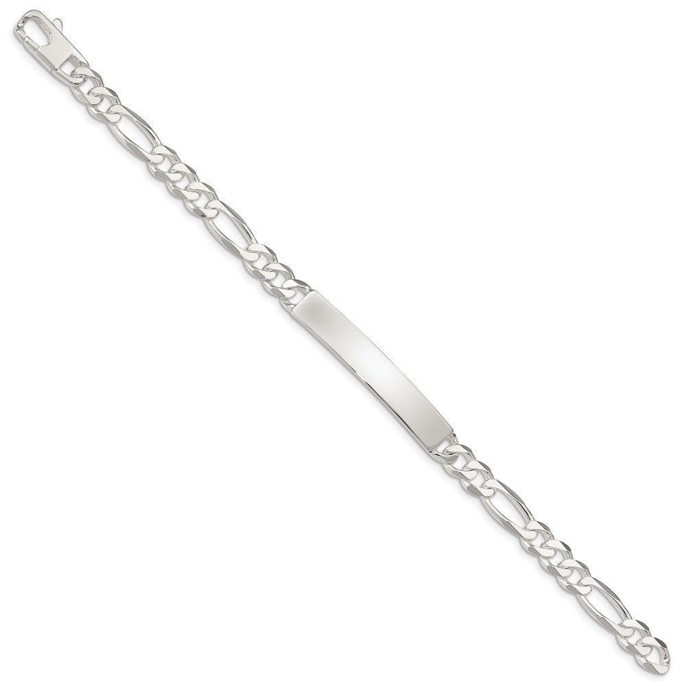 Sterling Silver Figaro Link ID Bracelet - 8