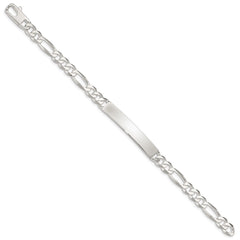 Sterling Silver Figaro Link ID Bracelet - 8