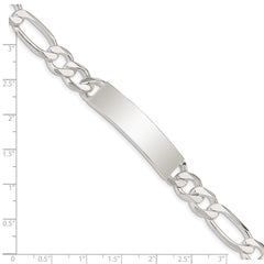 Sterling Silver Figaro Link ID Bracelet - 2