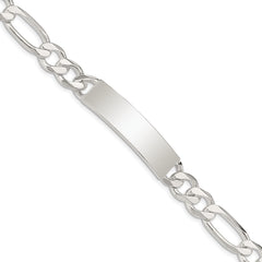 Sterling Silver Figaro Link ID Bracelet - 2