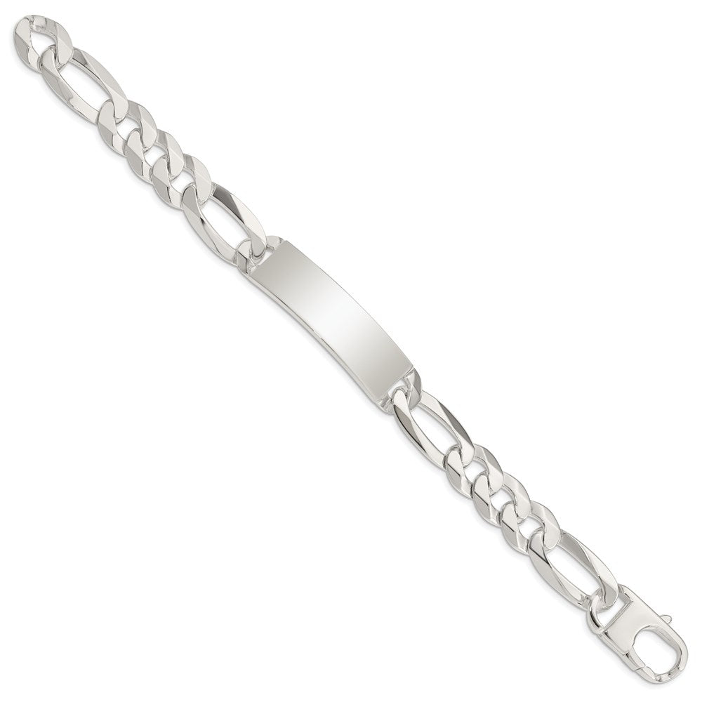 Sterling Silver Figaro Link ID Bracelet - 10