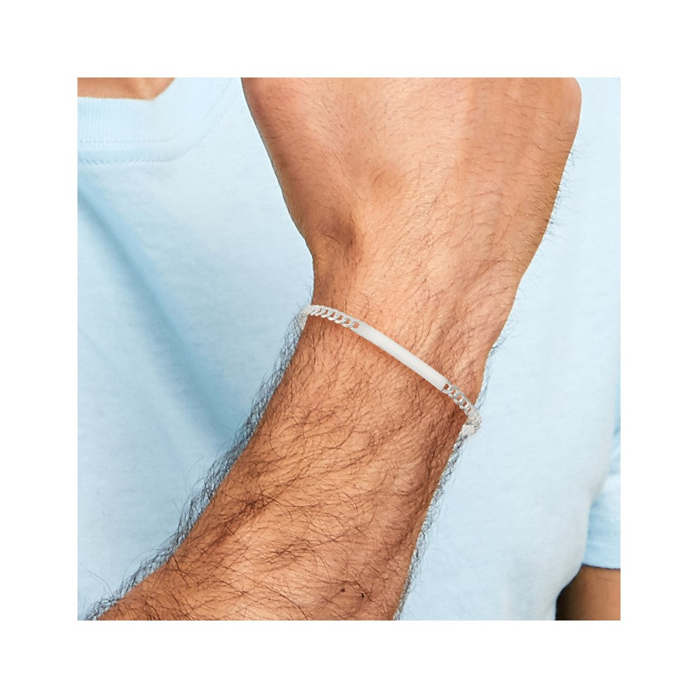 Sterling Silver Curb Link ID Bracelet