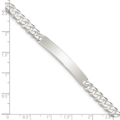 Sterling Silver Curb Link ID Bracelet - 9