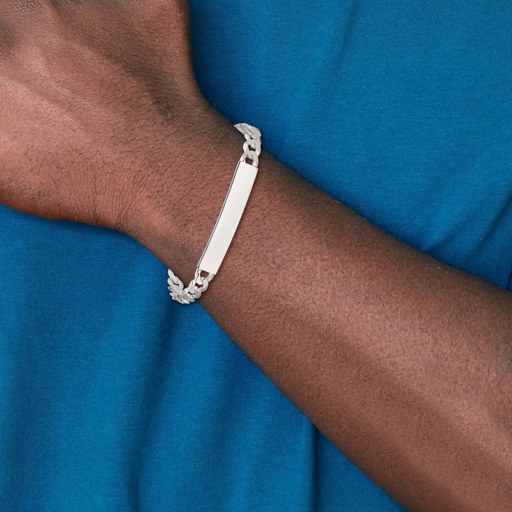 Sterling Silver Curb Link ID Bracelet - 2
