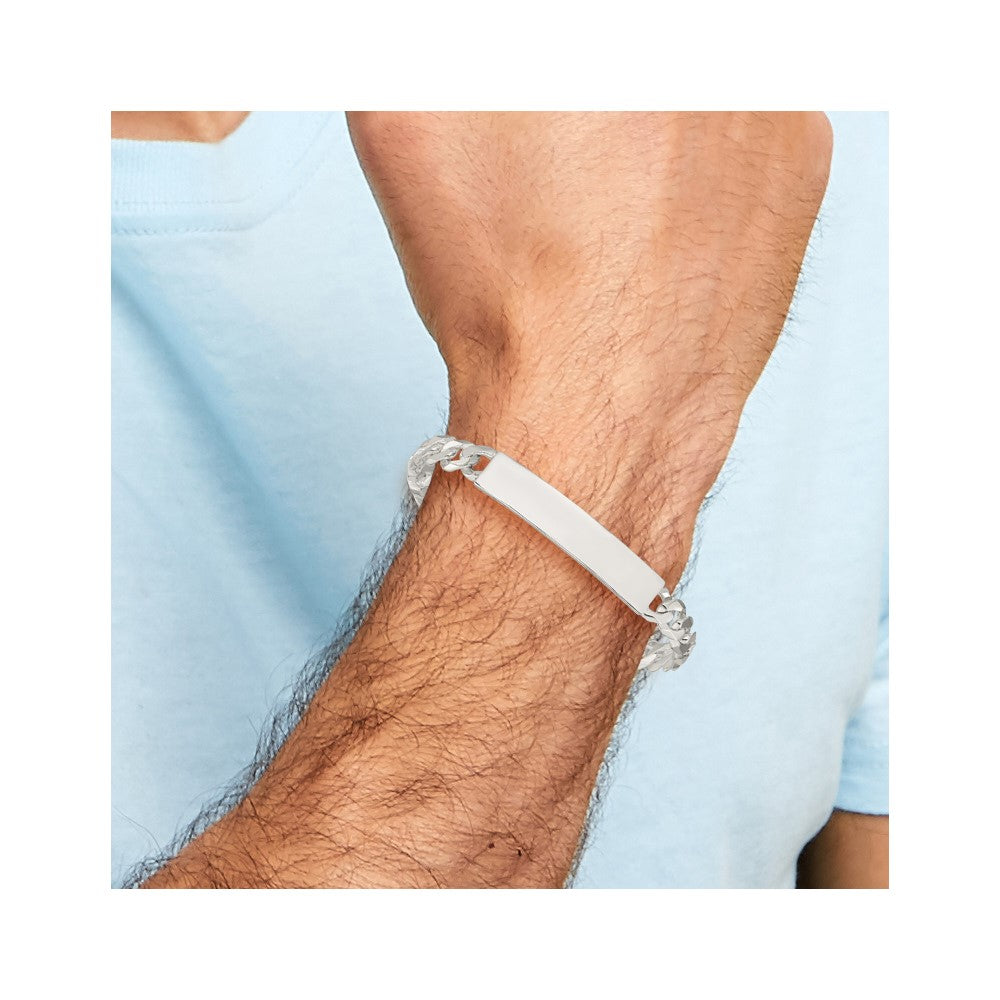 Sterling Silver Curb Link ID Bracelet - 4