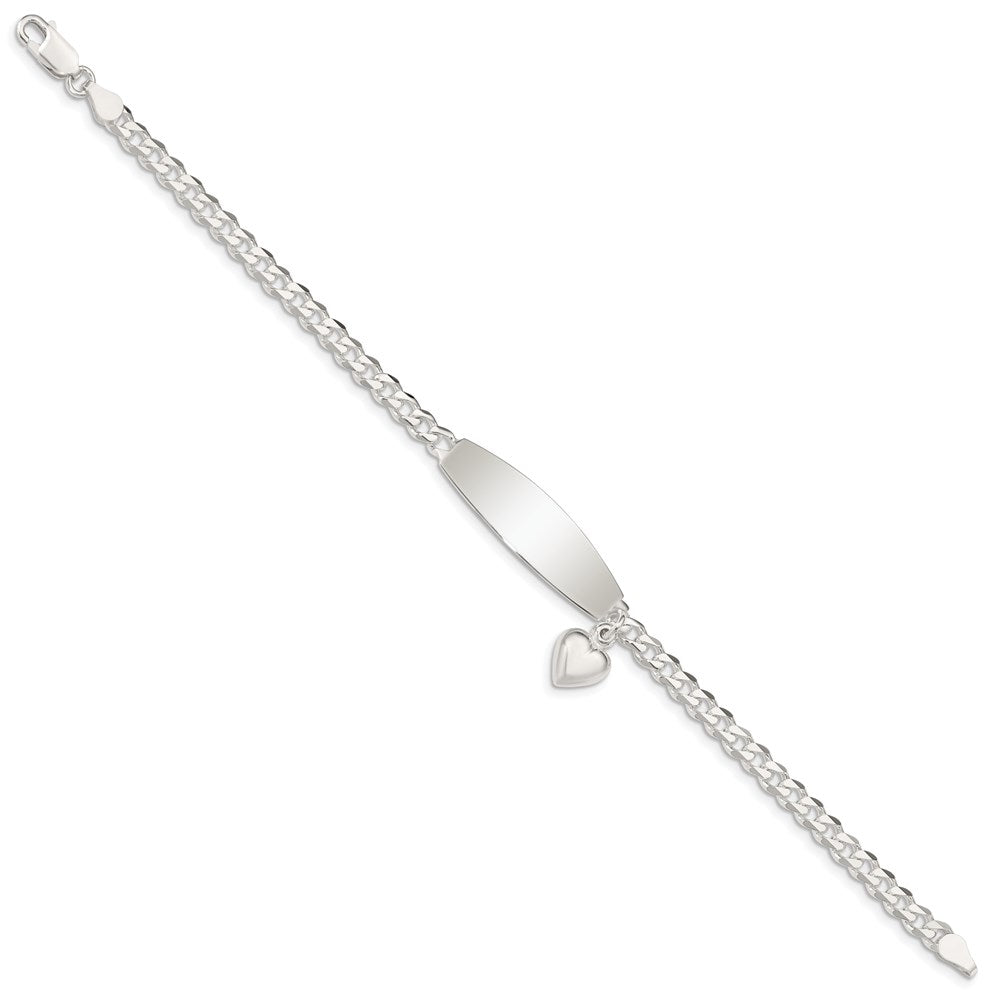 Sterling Silver w/Heart Charm ID Bracelet - 2