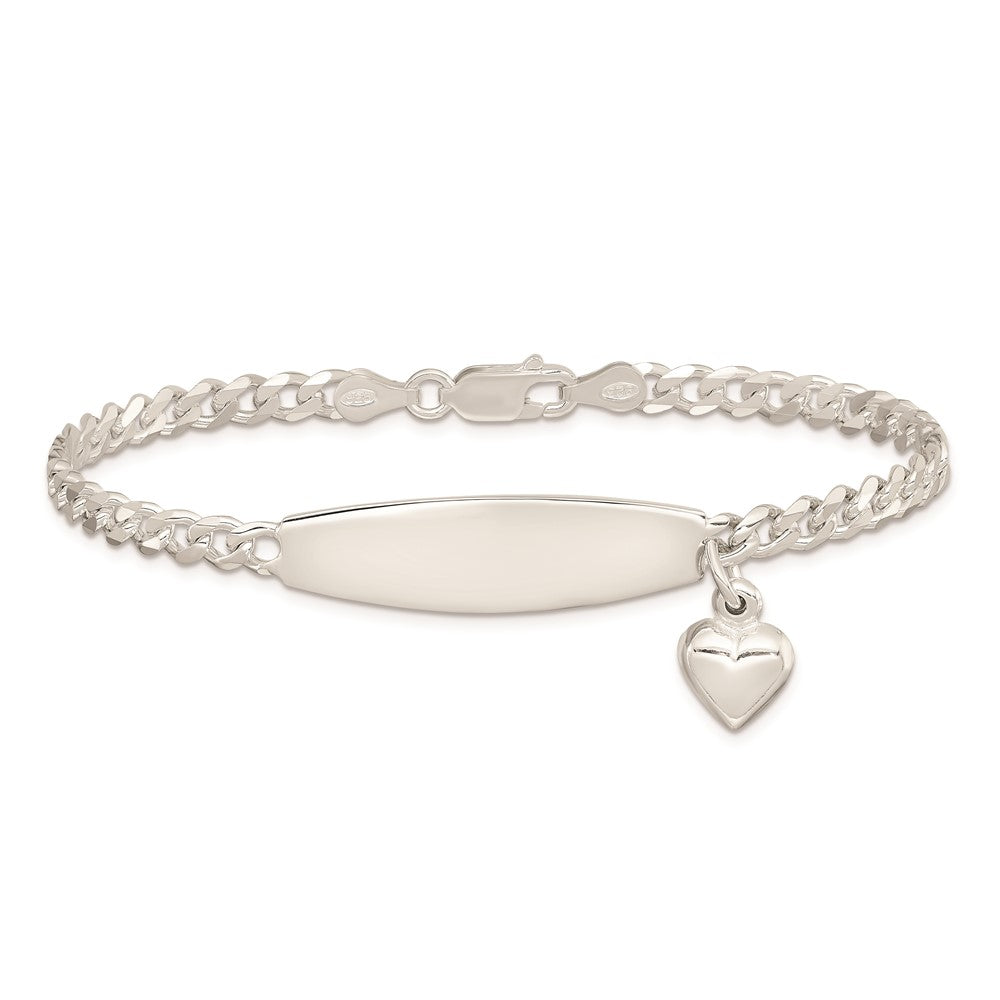 Sterling Silver w/Heart Charm ID Bracelet - 2