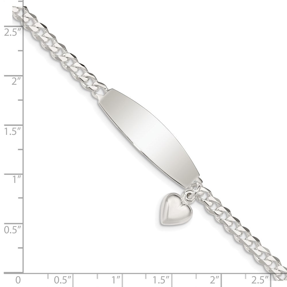 Sterling Silver w/Heart Charm ID Bracelet - 2