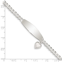 Sterling Silver w/Heart Charm ID Bracelet
