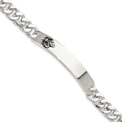 Sterling Silver Antiqued Fleur-de-lis ID Men's Bracelet