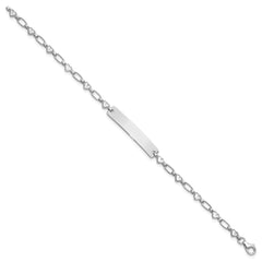 Sterling Silver Rhodium-plated 6.5 inch Hearts Children's ID Bracelet