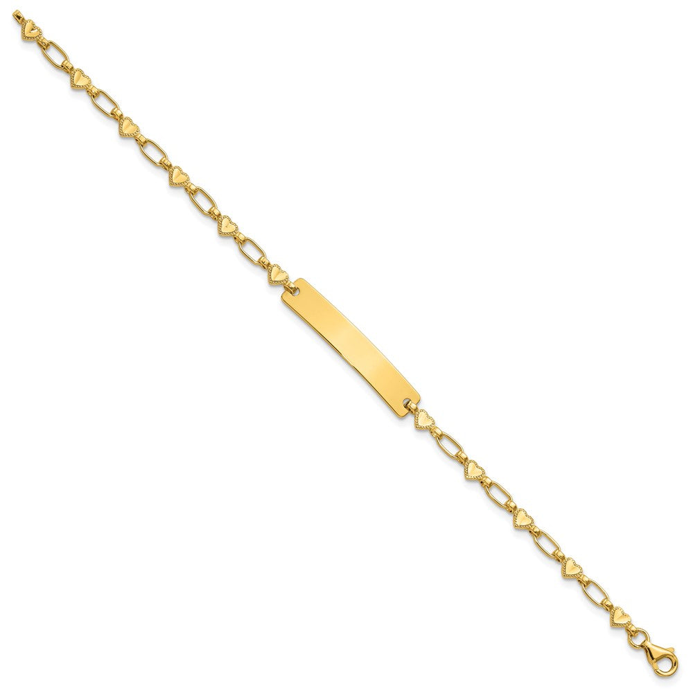 Sterling Silver Gold-tone 6.5 inch Hearts Children's ID Bracelet