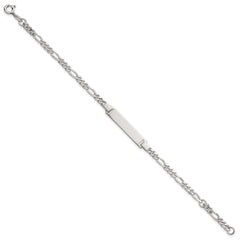 Sterling Silver Polished Figaro Link 6.25 inch with 1 inch Extension Childrens ID Bracelet