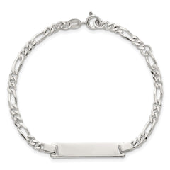 Sterling Silver Polished Figaro Link 6.25 inch with 1 inch Extension Childrens ID Bracelet